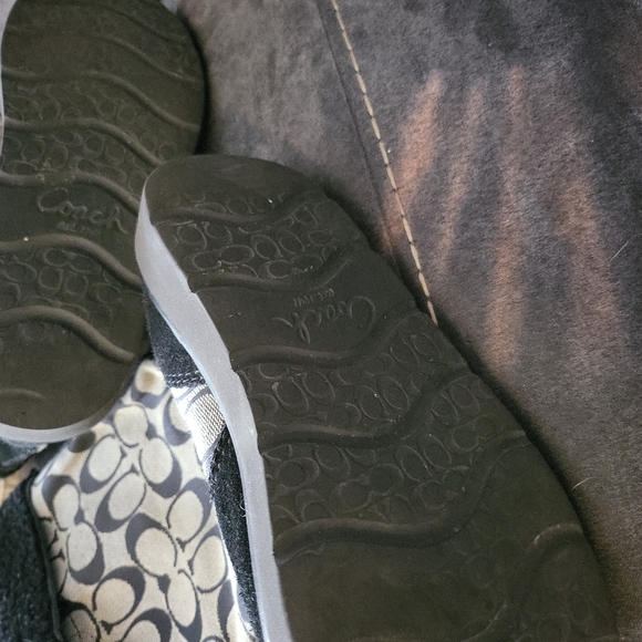 COACH SIGNATURE *C* LOGO CALF HEIGHT BOOTS. SZ 6 BLACK& KAHKI - Picture 7 of 7